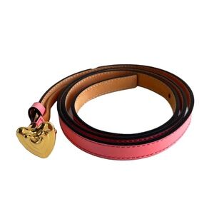 Vintage Escada Pink Patent Leather Belt with Gold Heart Buckle